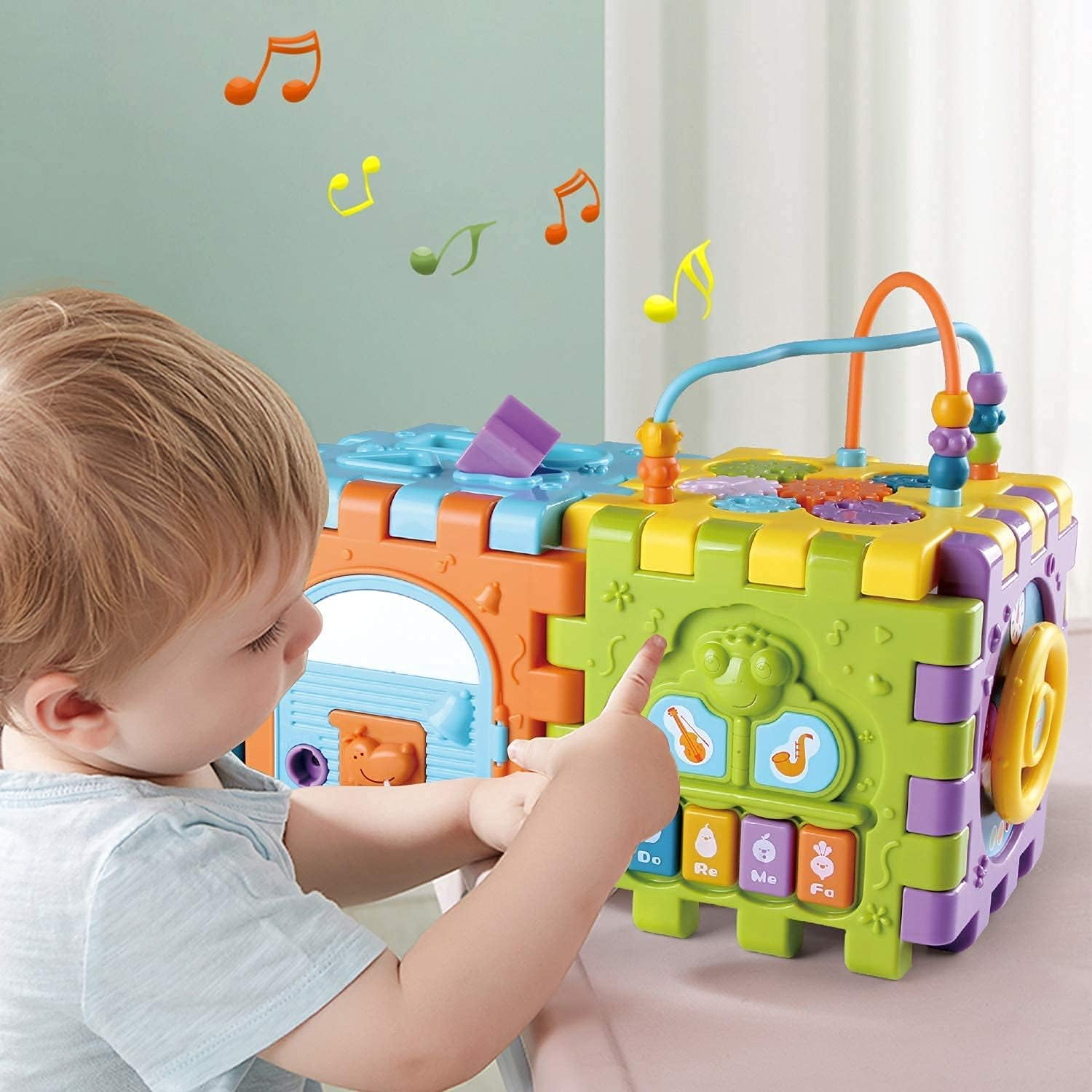 Activity Cube Baby Toys 6 to12 Months,Early Educational Music Light Up Baby Toys for 6 12 18 Months,1 Year Old Baby Toys Play Center, Montessori Toys for 1 2 3 Years Old Boys Girls