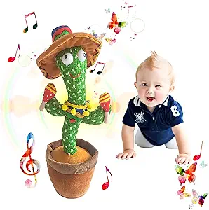 Dancing Cactus Talking Cactus Baby Toys-Infant Tummy Time Toys for for 0-6 Months 6-12months 1 Year Old,Recording,Repeats What You say, Baby boy Girl Gifts