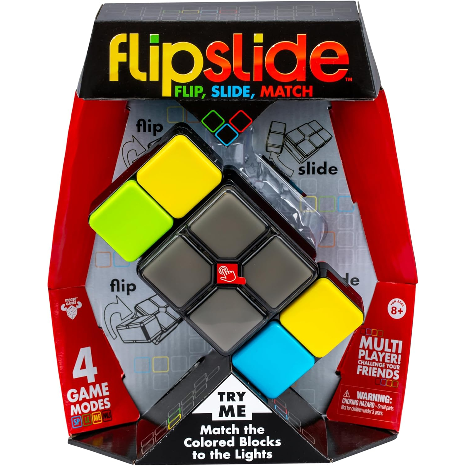 Flipslide Game - Electronic Handheld Game | Addictive Multiplayer Puzzle Game of Skill | Flip, Slide & Match Colors to Beat the Clock | 4 Thrilling Game Modes | Ages 8+ | Includes Batteries