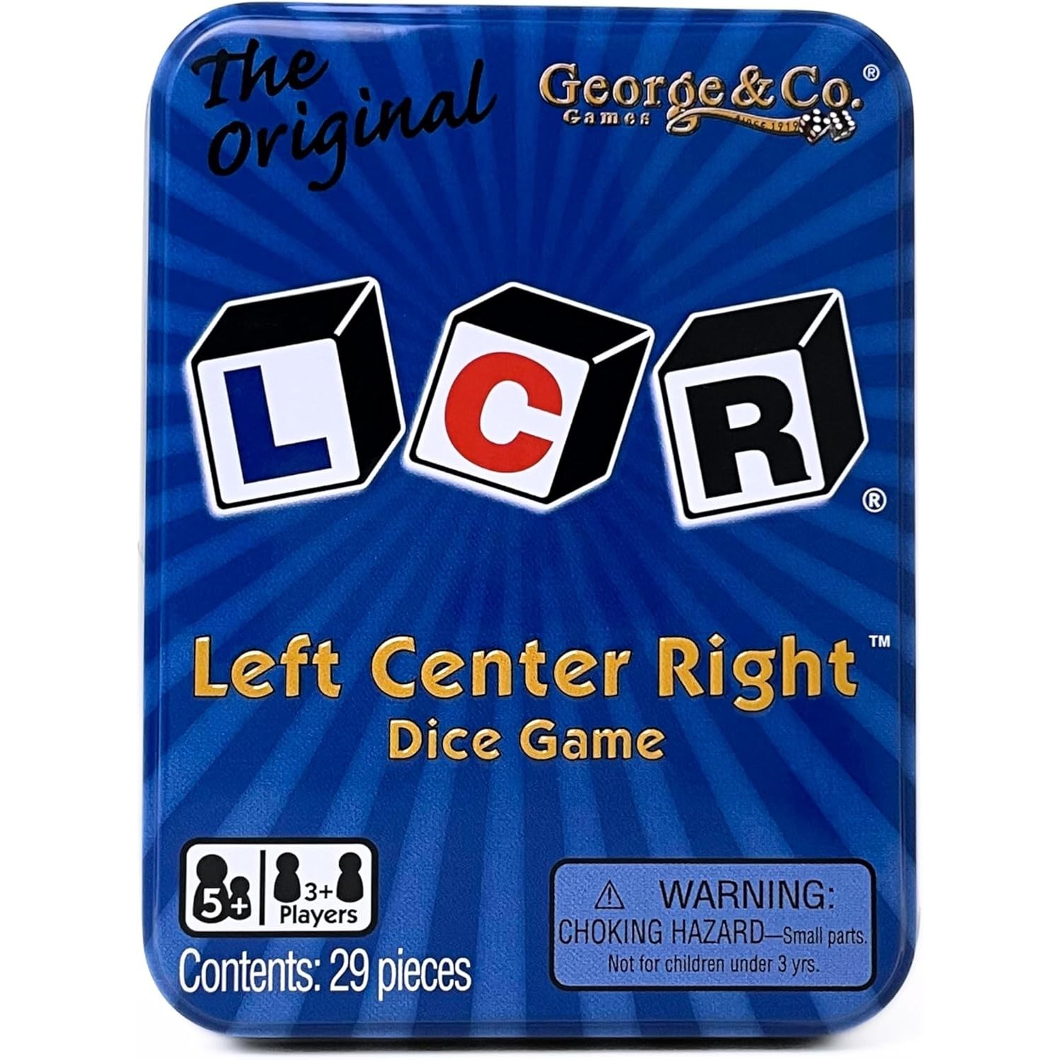 LCR® Left Center Right™ Dice Game - Blue Tin