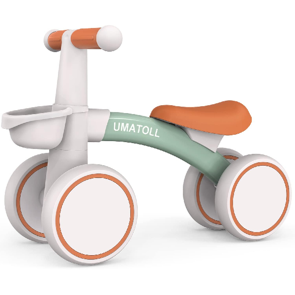 Umatoll Bicycle without pedals for children from 1 year of balance, toys for babies from 12 to 24 months, baby bike with basket, Pimera bicycle for boys and girls as a birthday gift