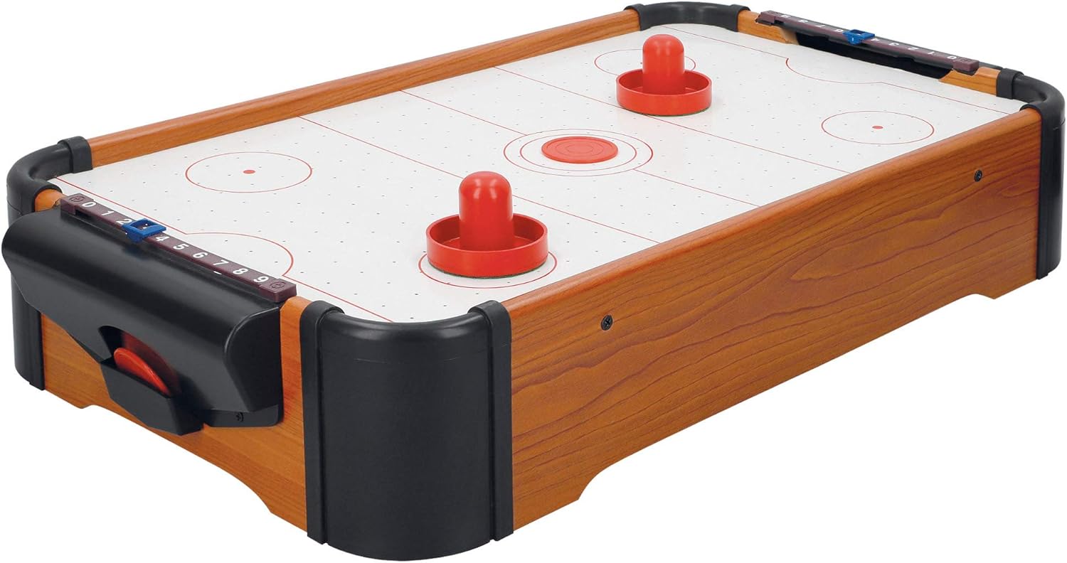 ColorBaby 46614, Hockey Table Game Air Table Top Wood 56x31x10cm, CB Games, 2 Felt Base Pushers, 2 Discs and 2 Markers, for Children from 6 years, Gifts and Childrens Toys